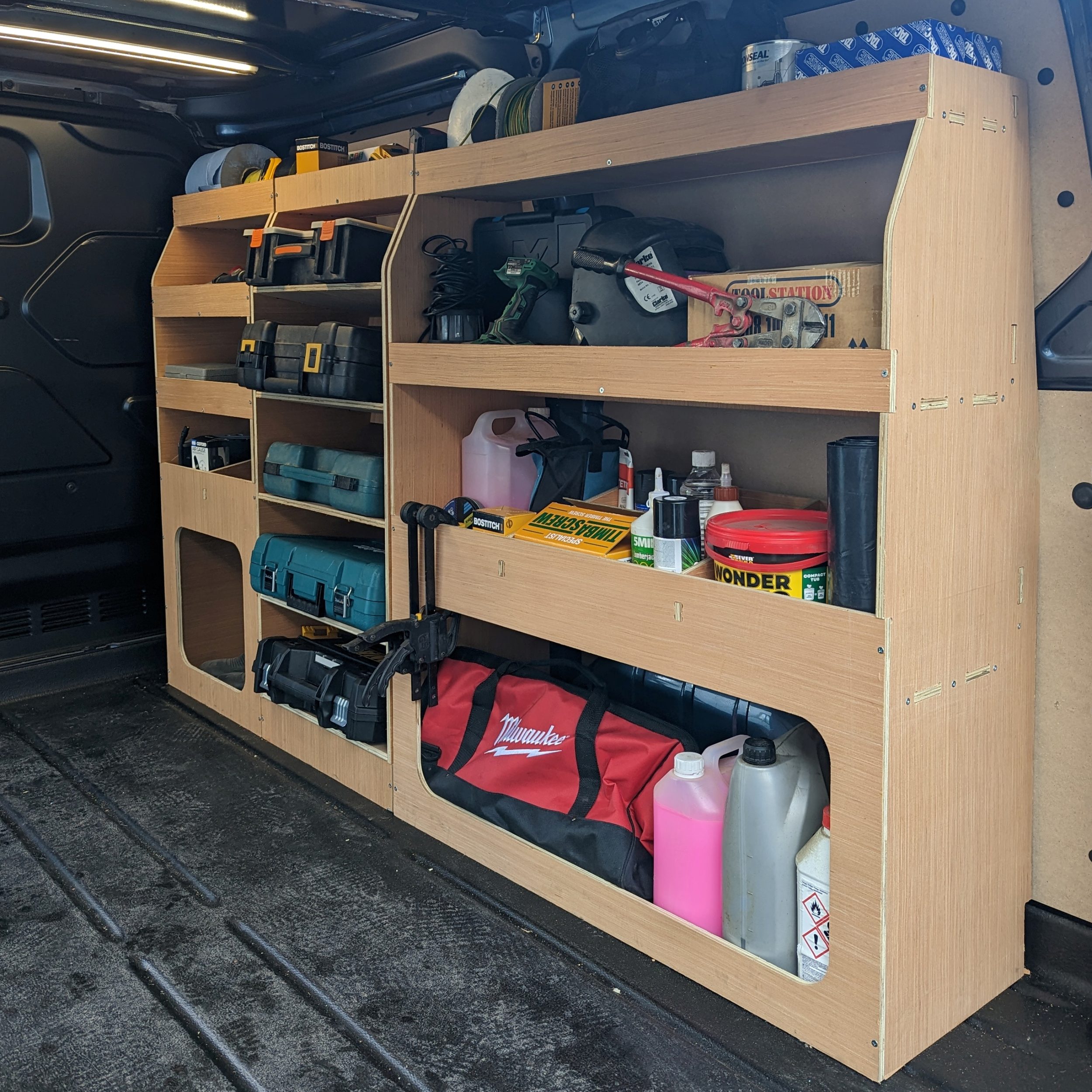 VW Transporter T7 2025 Onwards SWB L1 van racking shelving plywood unit fits offside – WRK86.87.88
